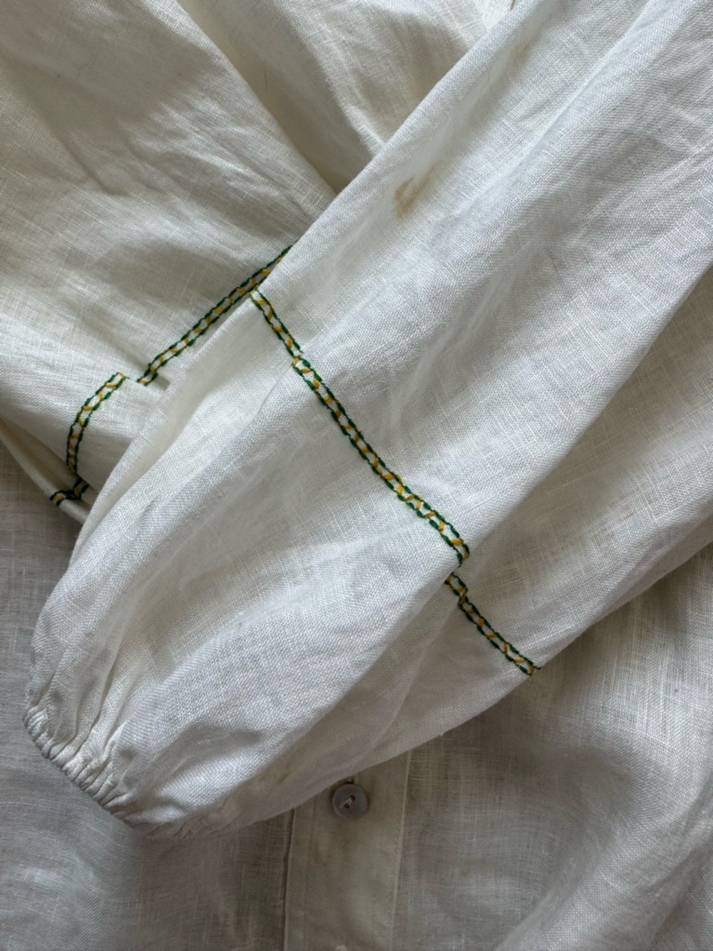 Zimmermann Floral Embroidered Linen Vyshyvanka Dress Bubble Sleeve Belted 0P - Picture 11 of 11